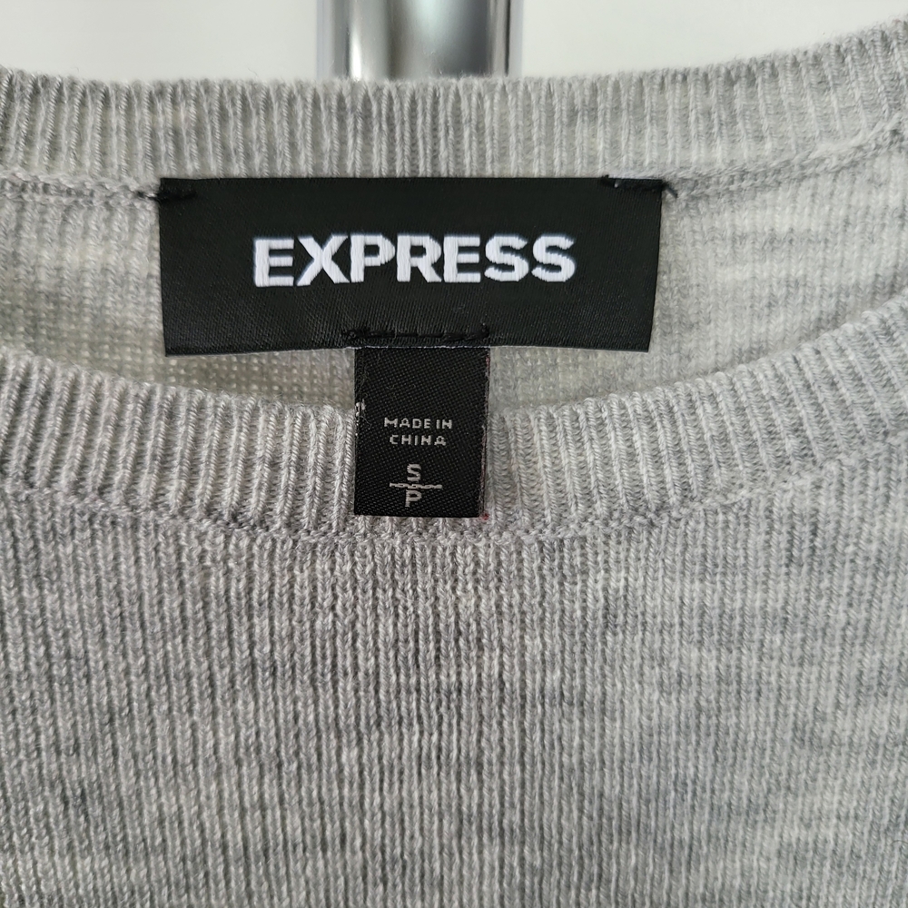 Express Gray Ribbed Long Sleeve Top - Picture 3 of 5
